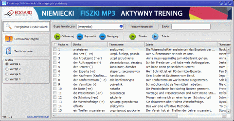 Lista nagrań, słówek i zdań