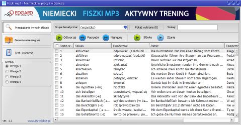 Lista nagrań, słówek i zdań