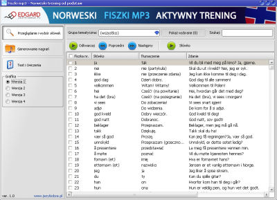 Lista nagrań, słówek i zdań